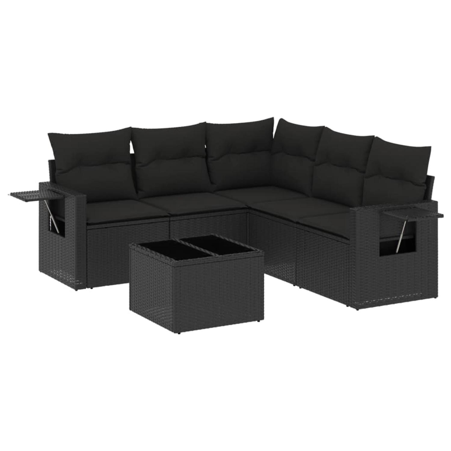 vidaXL 6-Tlg Garten-Sofagarnitur mit Kissen Schwarz Poly Rattan 3220154 günstig online kaufen