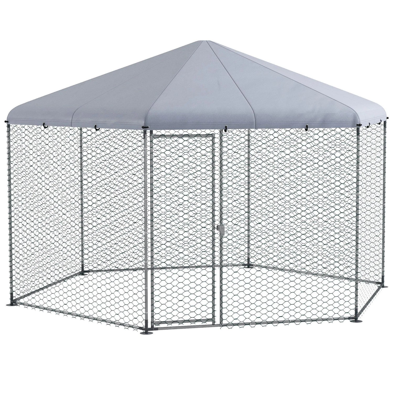PawHut Hühnerstall Stahl Polyester Silber 400L x 346B x 263H cm
