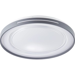 Weiße LED-Deckenleuchte Barty, dimmbar mit Fernbedienung, modernes Design. Geeignet für Wohn- und Büroräume.