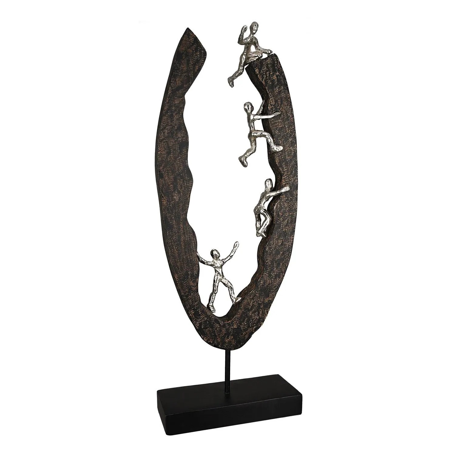 Gilde Skulptur Succeed Schwarz Silberfarben 59 cm x 20 cm