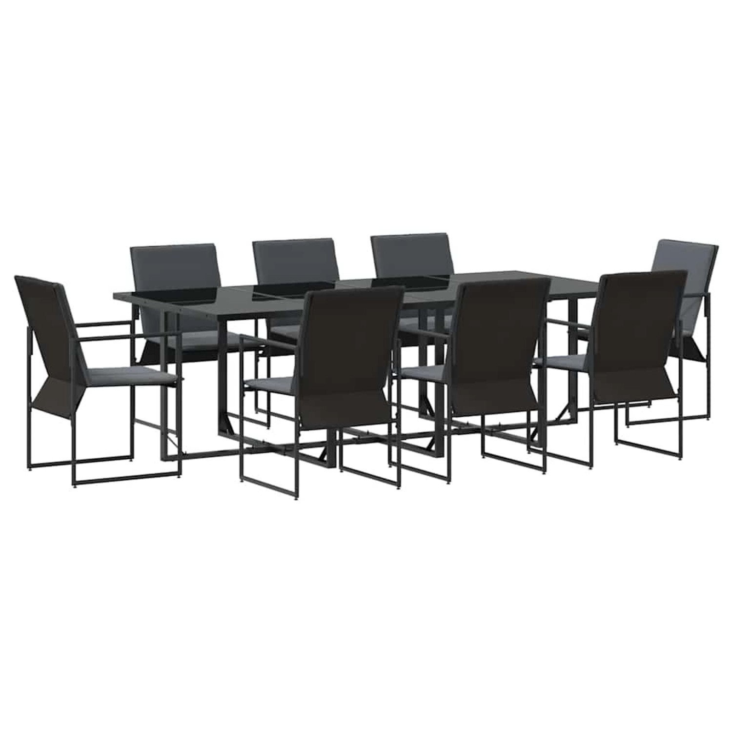 vidaXL Garten Essgruppe 9-Tlg Schwarz Stahl 3335860 günstig online kaufen