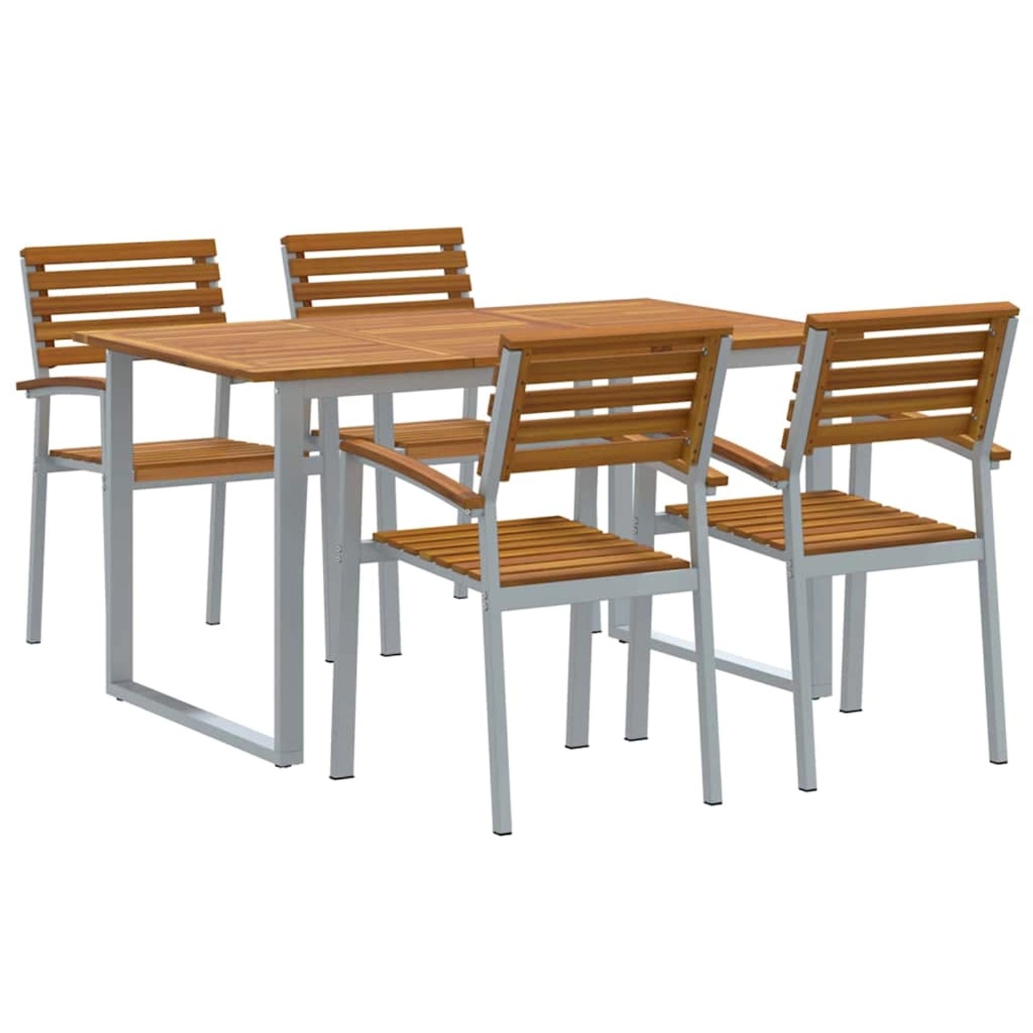 vidaXL Garten Essgruppe 5-Tlg Grau und Braun Akazie Massivholz 3284343 günstig online kaufen