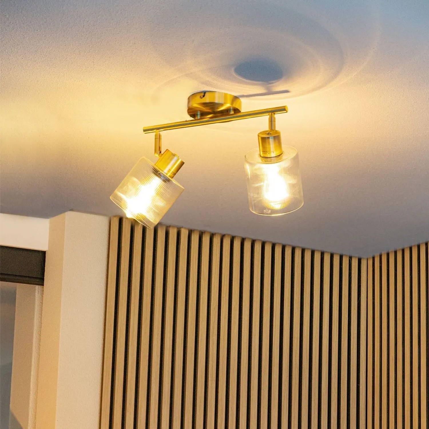 QAZQA Deckenstrahler Gold mit Glas 2 Flammig Verstellbar Laura