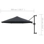 Anthrazitfarbener Wand-Sonnenschirm (300 cm) mit Metallmast zur Montage an der Wand.