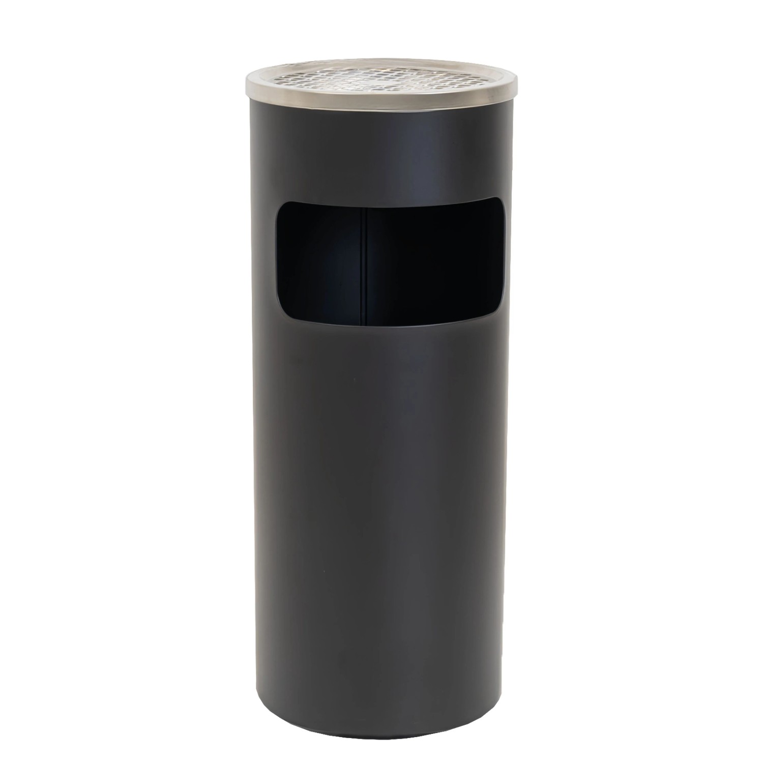 TRUTZHOLM Abfalleimer mit Aschenbecher 30L Metall Pulverbeschichtet Mülleimer Schwarz