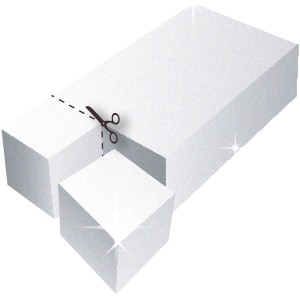 Schmutzradierer Star CleanPower: Illustration zeigt das Zerteilen des Schwamms mit einer Schere.