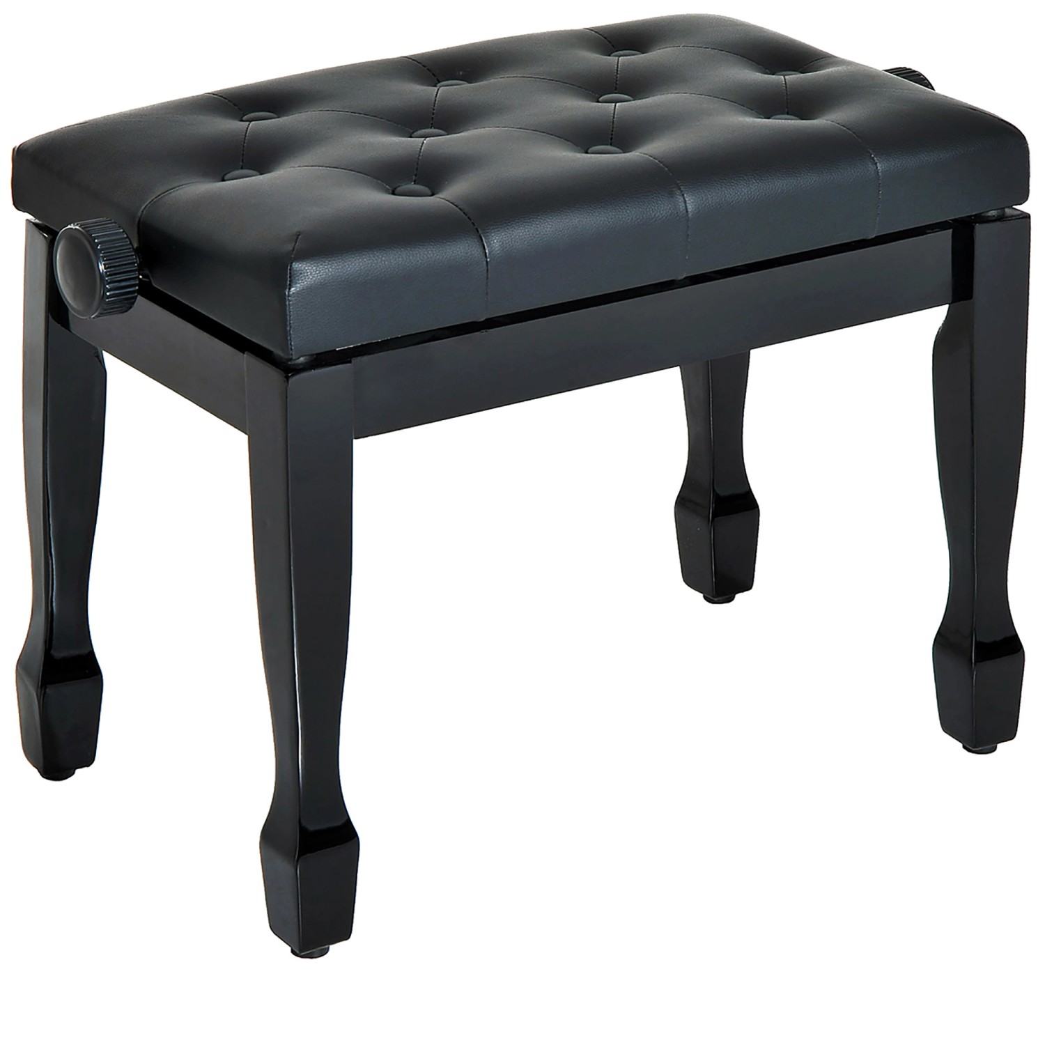 Thumbnail - HOMCOM Klavierhocker Höhenverstellbar Massivholz Schwarz 64 x 35 x 45-55 cm