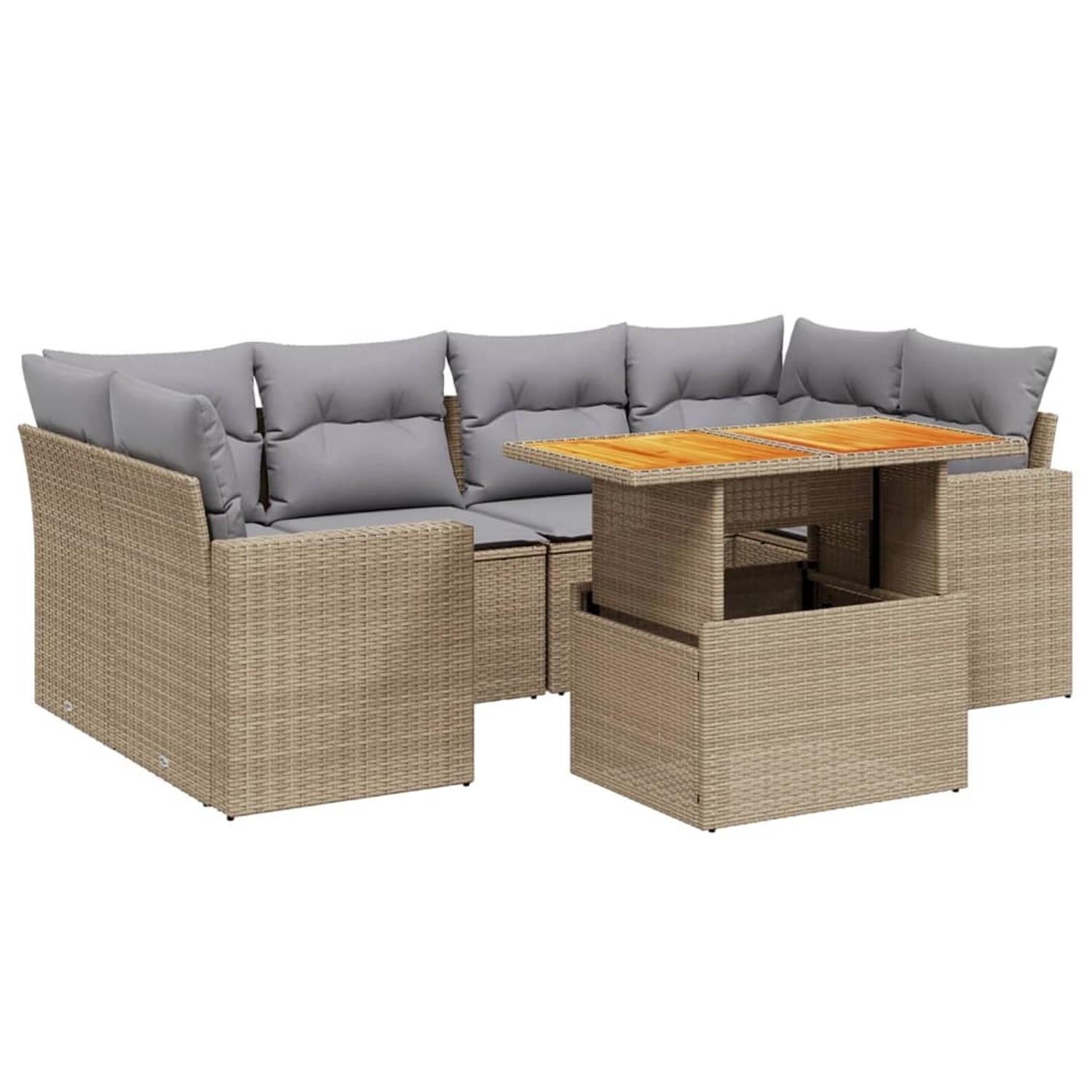 vidaXL 7-tlg Garten-Sofagarnitur mit Kissen Beige Poly Rattan Modell 378 günstig online kaufen