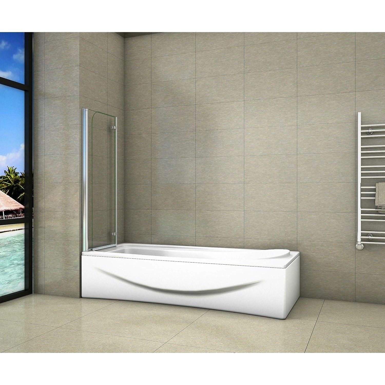 Duschparadies Badewannenaufsatz Badewannenfaltwand 100x140cm Duschabtrennung Duschwand 6mm Nano Glas Dusche_4