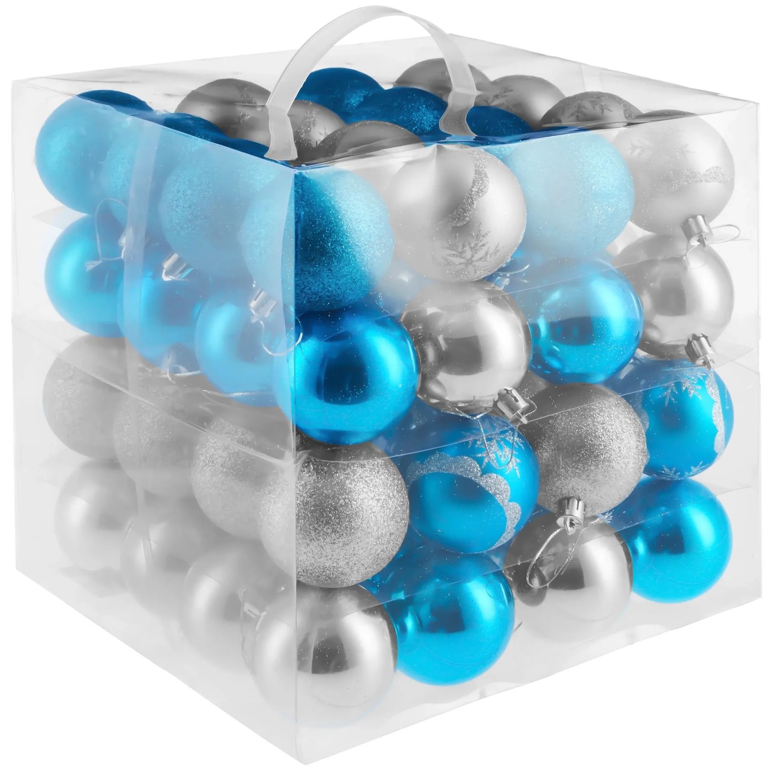 Tectake Weihnachtskugeln 64Er Set In Silber Und Blau Aus Bruchsicherem Kunststoff 6 X 6 X 6 Cm Silber Blau