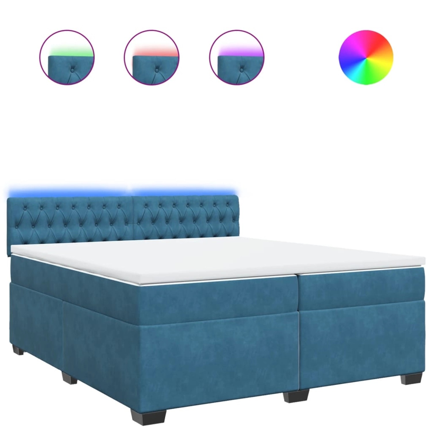 vidaXL Boxspringbett mit Matratze Blau 200x200 cm Samt 3288712 günstig online kaufen