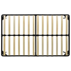 vidaXL Bettgestell, 160x200 cm, schwarz, Metall mit Lattenrost aus Pappelholz.