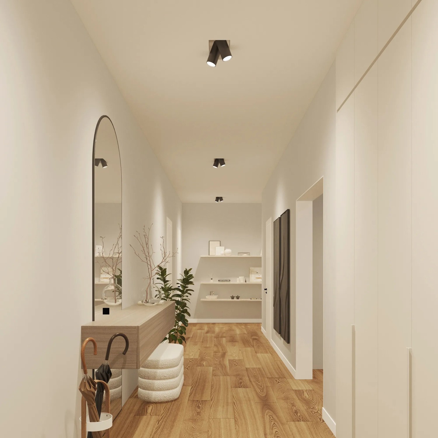 Philips Hue GU10 LED-Spots (2er-Set) in Flur-Szene mit warmweißem Licht.