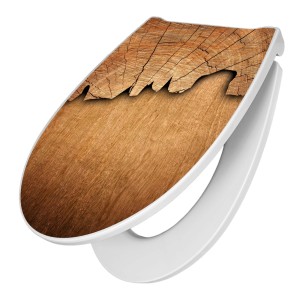 Banjado Premium WC-Sitz mit Baumscheiben-Motiv, Absenkautomatik und Soft Close Funktion.