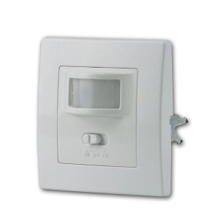 Unterputz Bewegungsmelder, 160 Grad Erfassungswinkel, LED geeignet, weiße Kunststoffabdeckung.