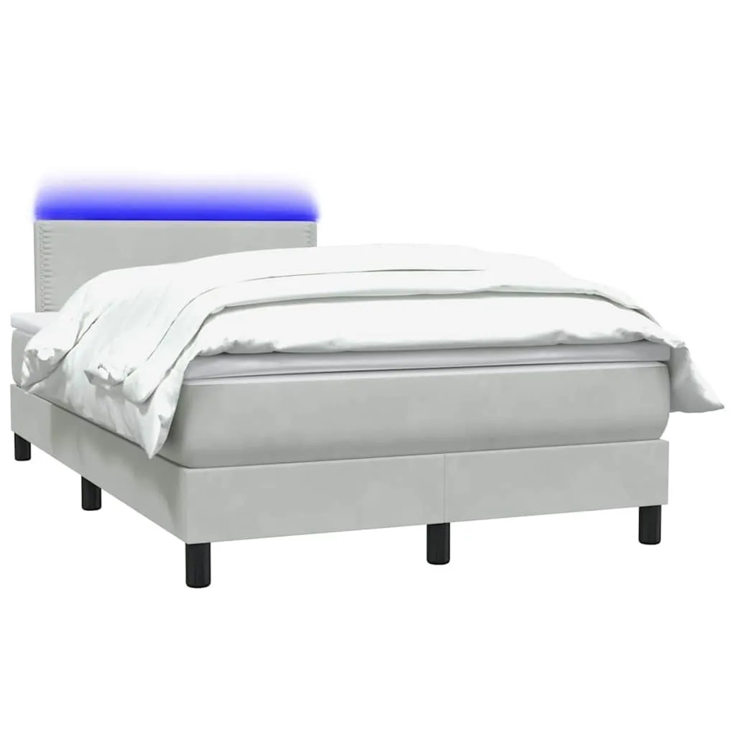 vidaXL Boxspringbett mit Matratze & LED Hellgrau 120x220 cm Samt 3316827 günstig online kaufen
