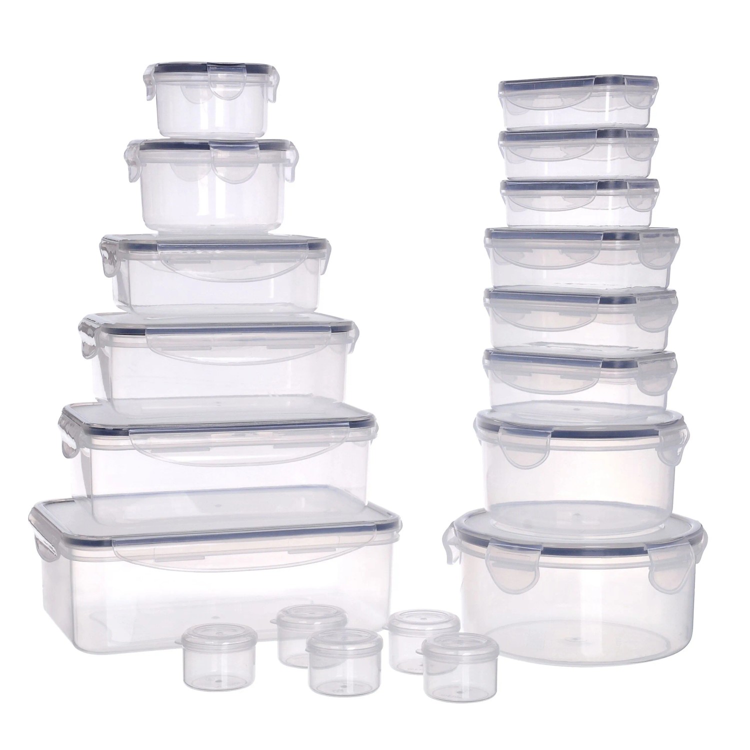 Relaxdays Frischhaltedosen Set Kunststoff Silikon Transparent 19-teilig Luftdicht Auslaufsicher 40 ml bis 2500 ml