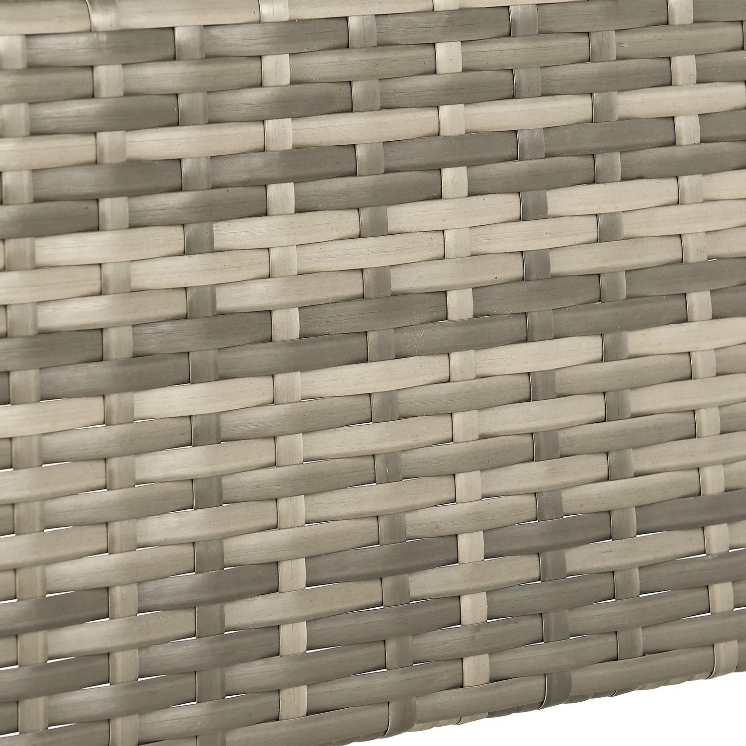 Detailansicht: Graues Polyrattan-Geflecht des runden Juskys Gartentisch Yoro, 80 cm.