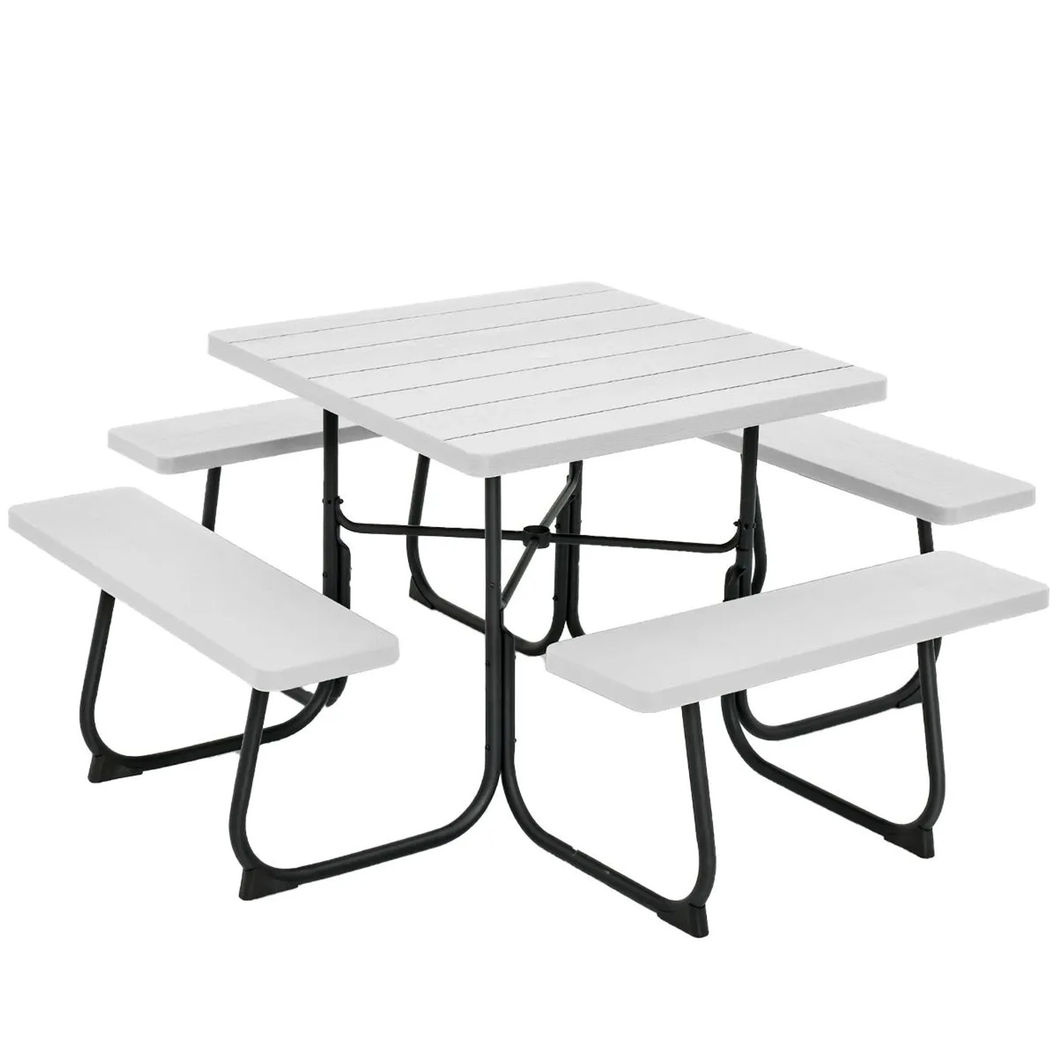 Costway Sitzgarnitur für 8 Personen Picknicktisch Gartentisch Weiß