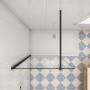 AICA Walk In Duschkabine mit schwarzem Rahmen, 60x200cm, 10mm ESG Glas Duschwand.