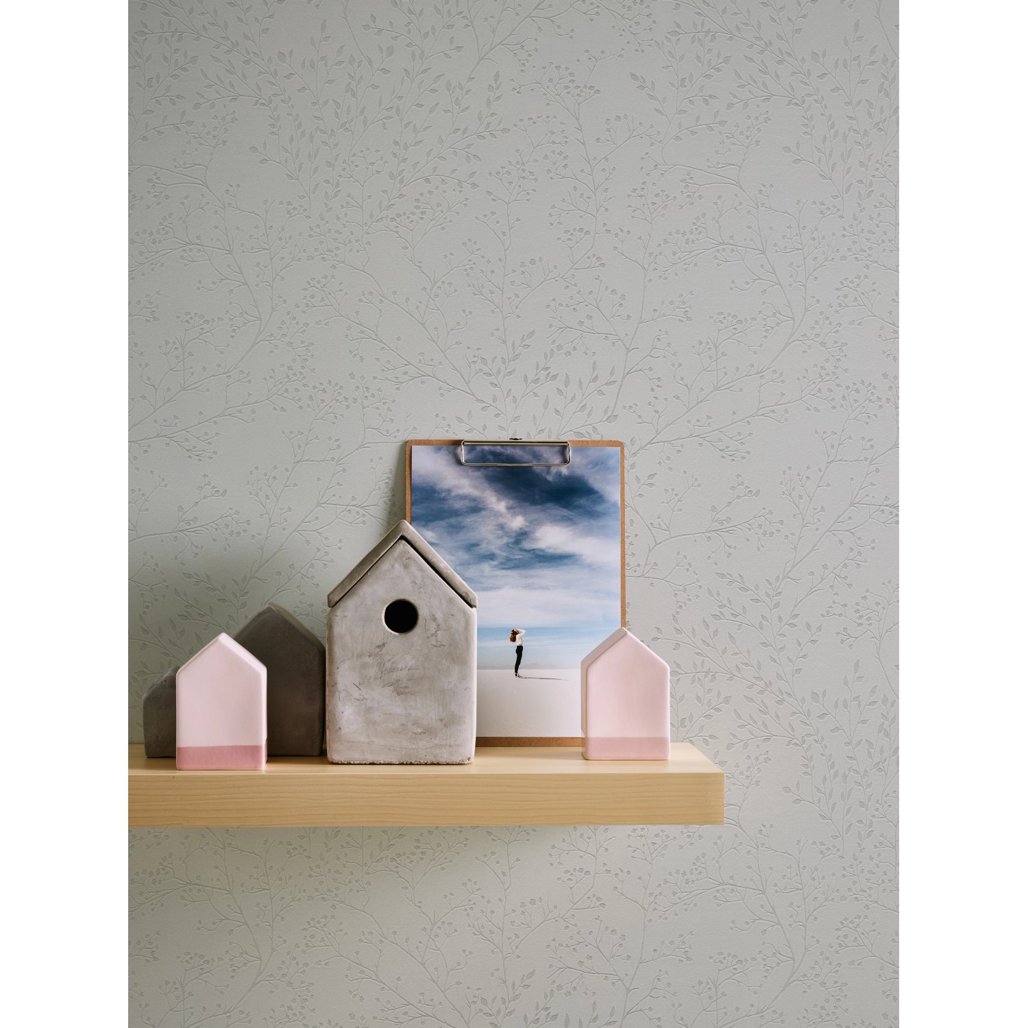 Vliestapete Trendwall 2 Blumen Vintage Grau Glänzend FSC®