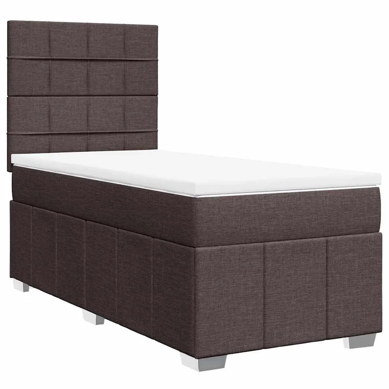 vidaXL Boxspringbett mit Matratze Dunkelbraun 90x200 cm Stoff 3291554