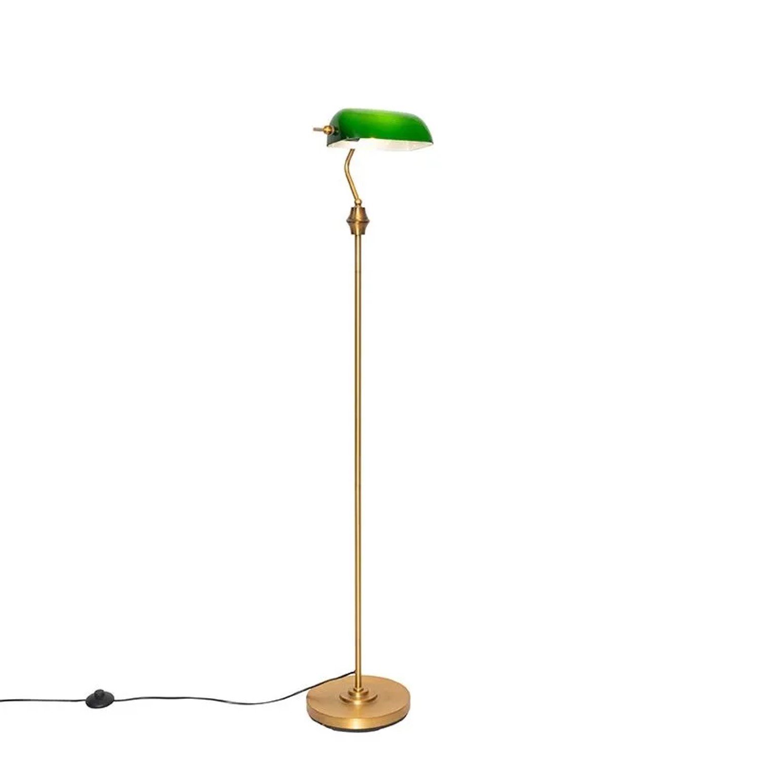 QAZQA Klassische Notar Stehlampe Bronze mit Grünem Glas Banker