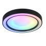 Schwarze, runde Reality LED Deckenleuchte Arco mit Farbwechsel und Fernbedienung.