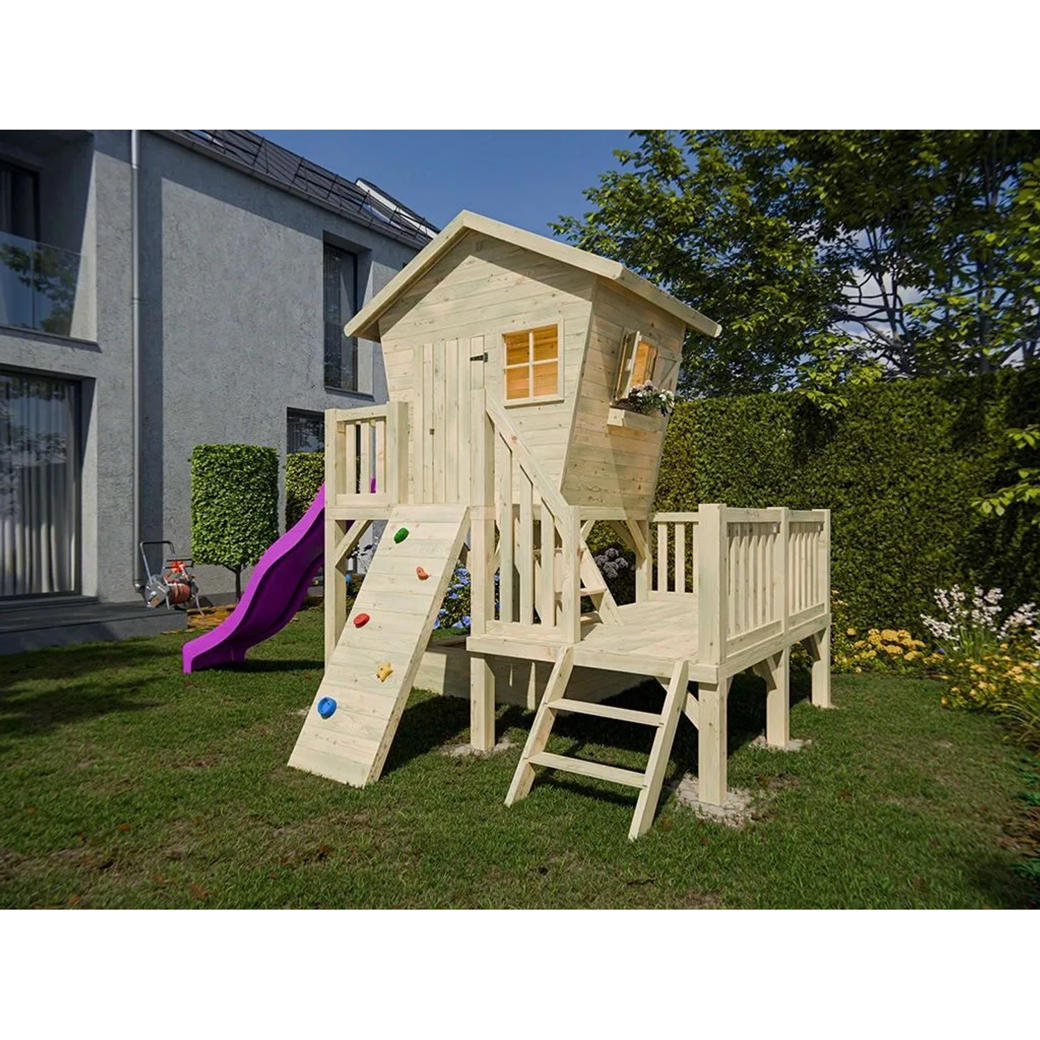 Prestige Garden Stelzenhaus Big Birdy XXL KDI Inklusive Rutsche Pink