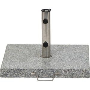 Grauer Siena Garden Schirmständer aus Granit, 54x54x5,5 cm, mit Edelstahl-Standrohr.