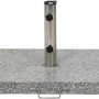 Grauer Siena Garden Schirmständer aus Granit, 54x54x5,5 cm, mit Edelstahl-Standrohr.