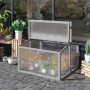 Outsunny Frühbeet aus Holz und Polycarbonat, hellgrau, mit geöffnetem Deckel. Ideal für den Garten.