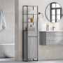 vidaXL Hochschrank Graues Sonoma Holzwerkstoff, schwarzer Metallrahmen, offene Regale, Tür und Schublade.