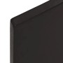 Detailaufnahme: Dunkelbraune vidaXL Waschtischplatte aus Eiche mit abgerundeter Kante.