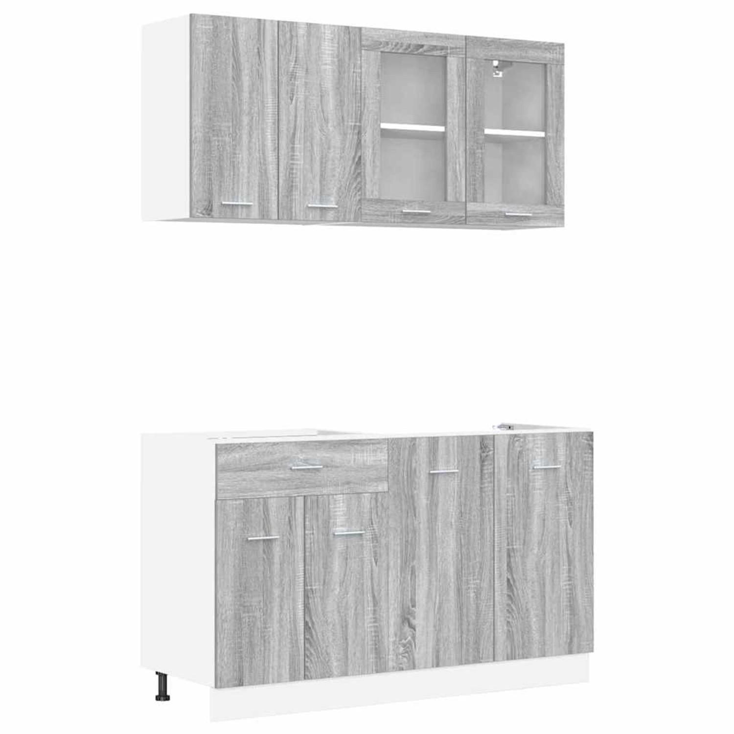 vidaXL Küchenschrank-Set Lyon 4-Tlg Grau Sonoma 140 x 46 x 81,5 cm 3388346 günstig online kaufen