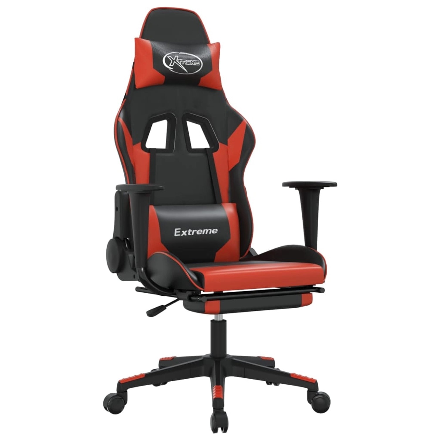 vidaXL Gaming-Stuhl mit Massage & Fußstütze Schwarz & Rot Kunstleder Modell günstig online kaufen