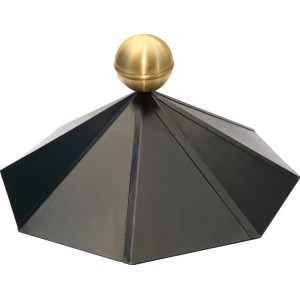 Skan Holz Firstkappe für 8-Eck Pavillon, Stahlblech lackiert, mit goldener Messingkugel.