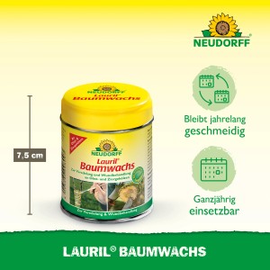 Neudorff Lauril Baumwachs 125g im gelben Behälter für Wundverschluss an Gehölzen.