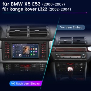 Junsun Autoradio für BMW E39 E53 M5: Vorher-Nachher-Vergleich des Einbaus im Armaturenbrett.