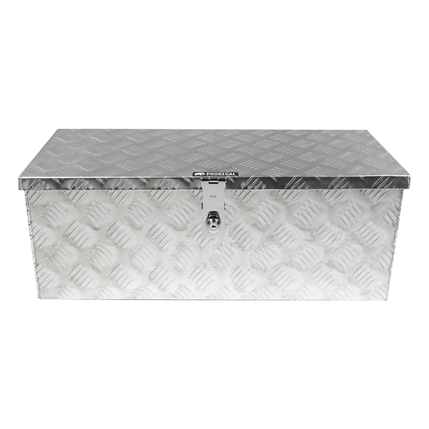 PROREGAL Deichselbox aus Aluminium Riffelblech, abschließbar, für PKW Anhänger.