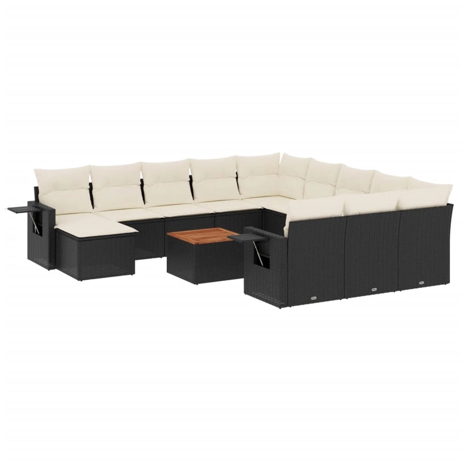 vidaXL 13-Tlg Garten-Sofagarnitur mit Kissen Schwarz Poly Rattan 3257197 günstig online kaufen