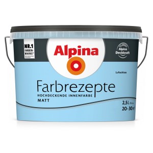 Eimer Alpina Farbrezepte Luftschloss, matte, hellblaue Innenfarbe für ca. 20-30 m².