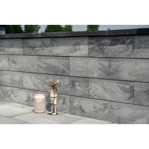 Diephaus Gartenmauer Fein, weiß-schwarz, 25x25x20 cm. Mauersteine mit glatter Oberfläche und Nut-Feder-System.