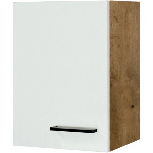 Flex-Well Oberschrank Vintea, 40 cm, Magnolie matt/Lancelot Oak, Küchen-Hängeschrank mit Tür und Griff.