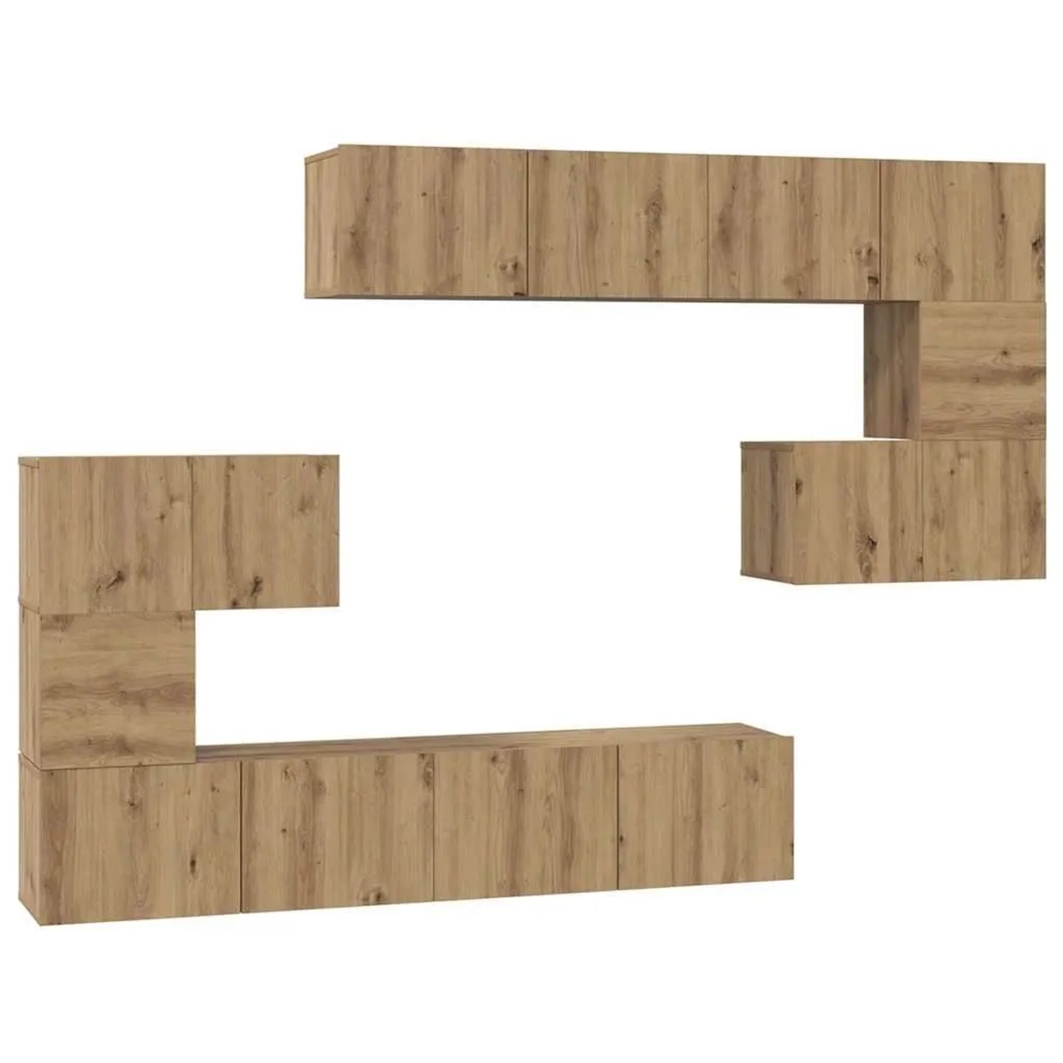 vidaXL TV-Schrankset Wandmontiert 8-Tlg Artisan-Eiche Holzwerkstoff 3393218