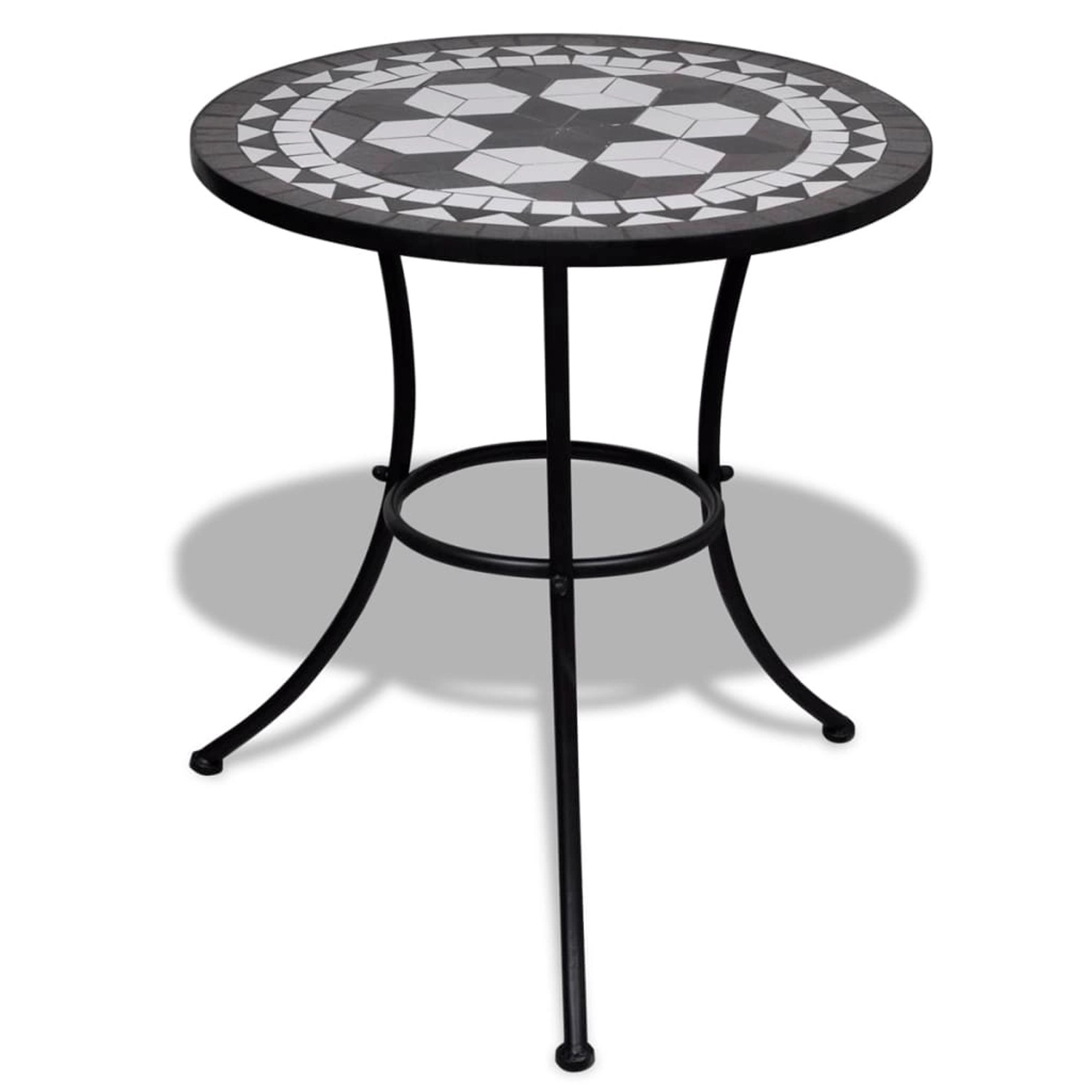 vidaXL Bistrotisch Schwarz und Weiß 60 cm Mosaik 41532