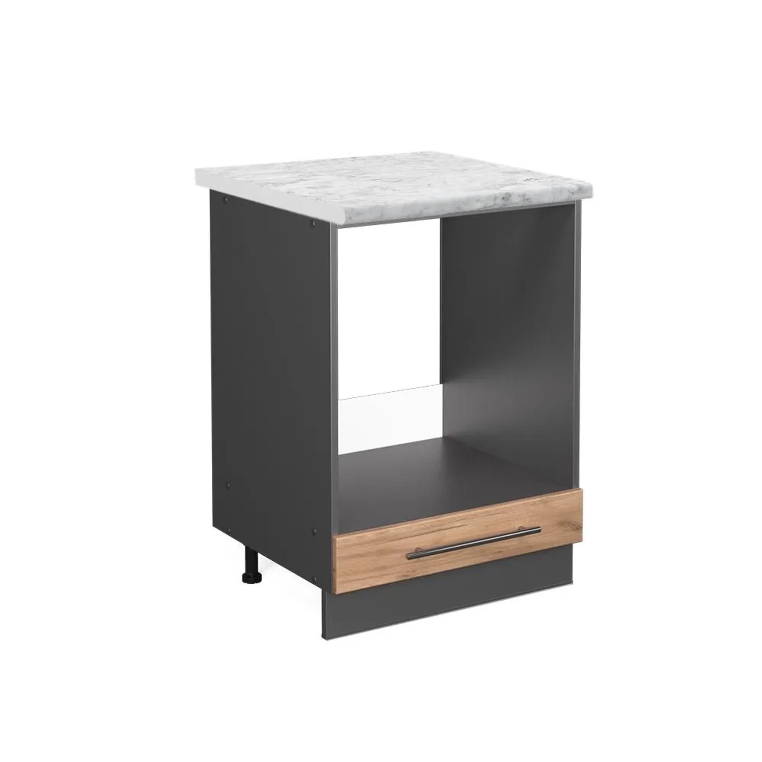 Vicco Herdumbauschrank Fame-Line Goldkraft Eiche Anthrazit 60 cm AP Marmor