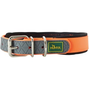 Hunter Hundehalsband Neopren Reflect Orange/Grau, verstellbar mit Reflektoren