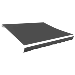 Anthrazitfarbene vidaXL Markisenbespannung aus Polyester, 380x295 cm, mit weißem Streifen und Wellenkante. Sonnenschutz.