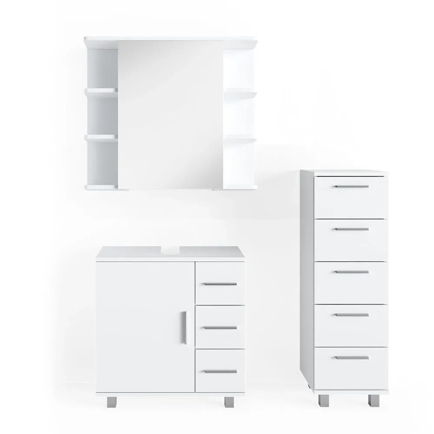 Vicco Badmöbel-Set Ilias Weiß 60 x 61 3-teilig